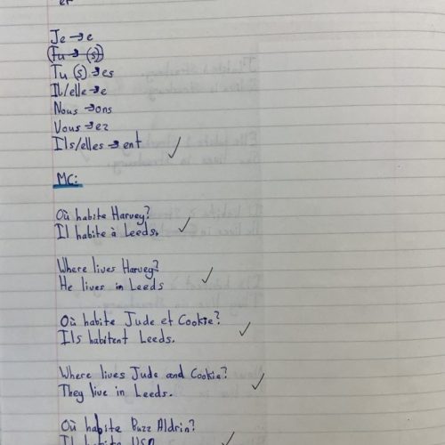 5.b. Use the negative form, possessives and connectives as well as understand the different parts of fully conjugated verbs (1)